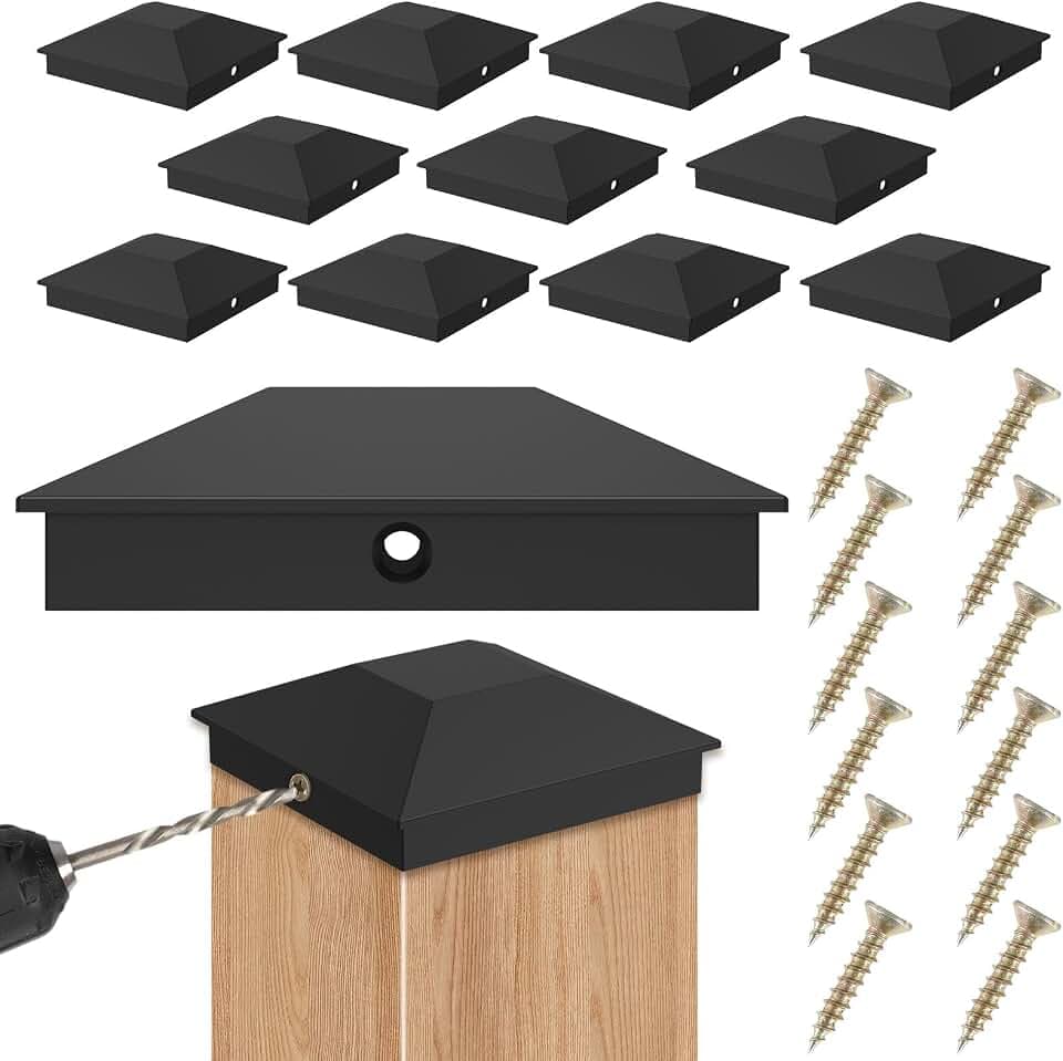 Foppla12 Stück Pfostenkappen 9x9cm Zaunkappen Kappen für Holzpfosten, Deck Pfosten Pfostenkappe Abdeckkappen für Zaunpfoste mit Schrauben (12)