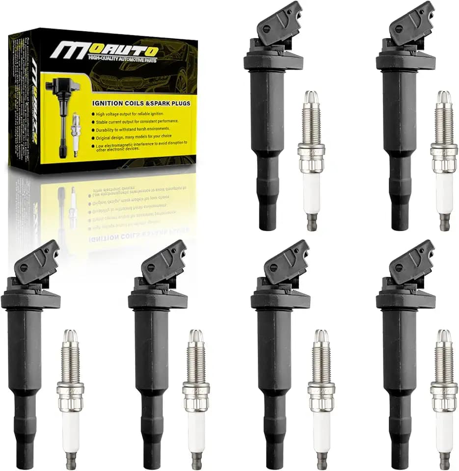 Set of 6 Ignition Coils Pack UF522 & 6 PCS Iridium Spark Plugs Compatible with BMW E60 E90 E92 E93 135i 335i 535i - 3.0L L6