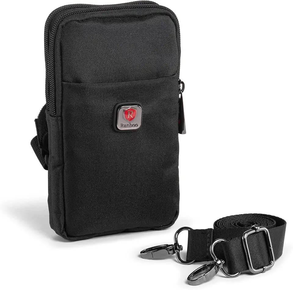 Ranboo Cell Phone Belt Pouch Fit for Samsung Galaxy S26 Ultra S25 Ultra S24 Ultra S23 Ultra iPhone 15 Pro Max 14 Pro Max Shoulder Holster Case with Belt Clip Arm Bag Crossbody Cell Phone Purse (Black)