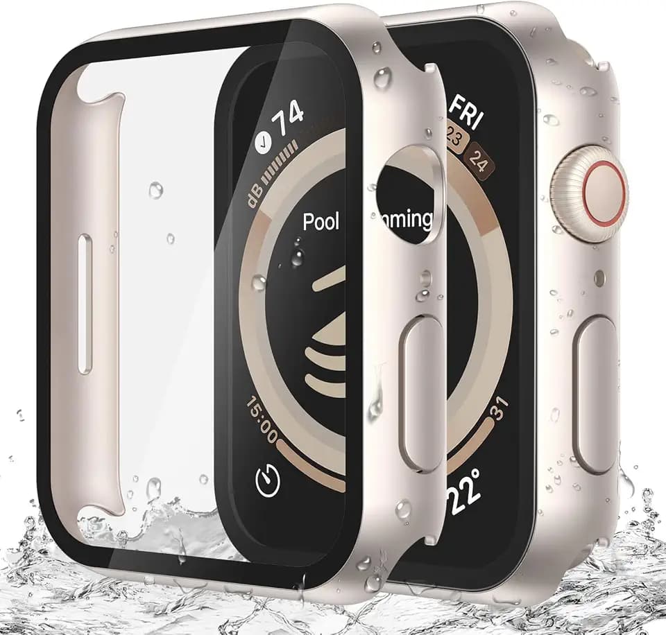 Misxi 2-Pack Waterproof Case for 44mm Apple Watch SE3/SE2/SE/Series 6/5/4