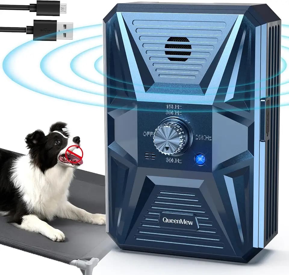 Bubbacare Antibell, Antibell Ultraschall Gerät, 3 Stufen Automatisch Antibell für Hunde mit 33ft, Wiederaufladbares & Wasserdichtes Anti Bell Gerät Hunde, für Große KleineHunde Innen Außenbereich