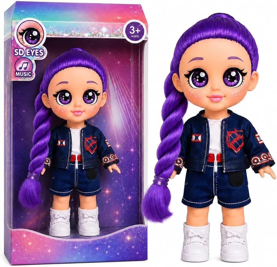 26 cm singende Puppe mit 5D-Augen, trendige Charakterpuppe mit blauem Tigerbegleiter, für Puppenfans, Geburtstagsgeschenke