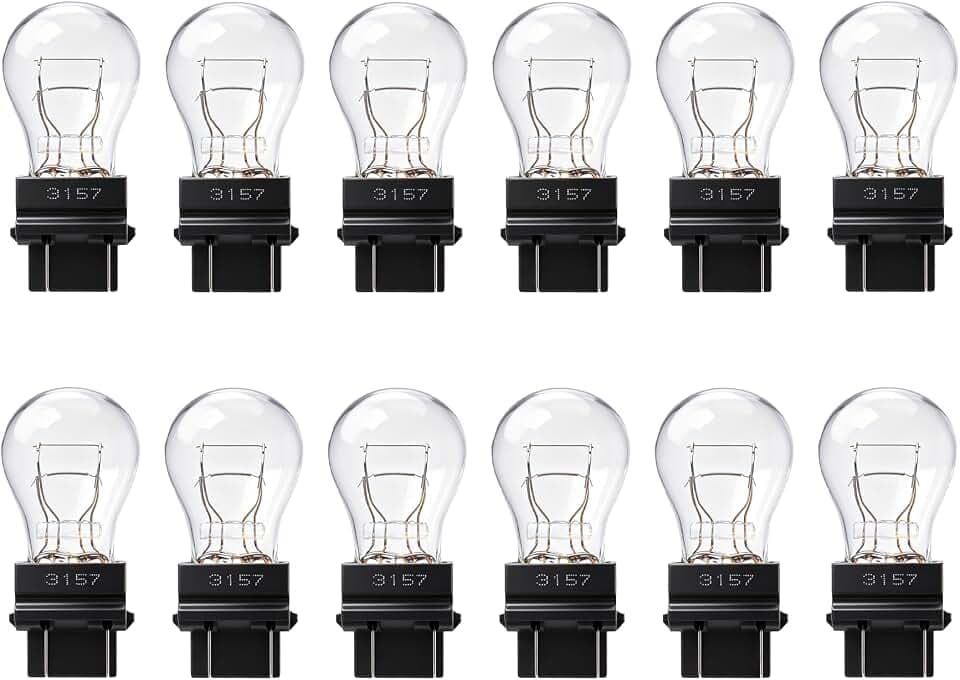 12 Pack 3157 4157 Bulb, P27/7W Brake/Tail/Turn Signal Bulbs.
