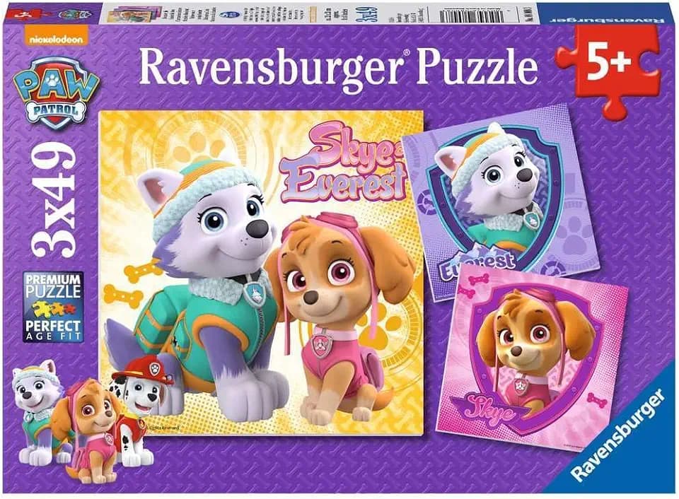 Ravensburger 8008 Paw Patrol Skye & Everest Jigsaw Puzzles - 3 x 49 Pieces