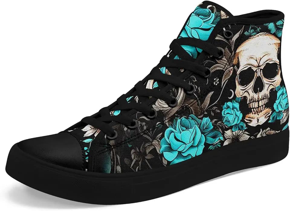 Fashion Skull High-Top Canvas Shoes for Men Women -Unique Vibrant High Top Sneakers Comfortable Casual Shoes