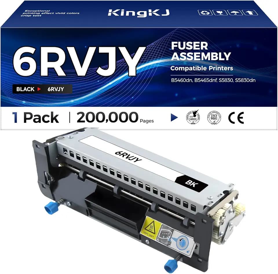 Remanufatured 6RVJY B5460 Fuser Assembly Replacement for Dell 6RVJY Fuser Assembly Compatible with Dell B5460dn B5465dnf S5830 S5830dn Laser Printer All-in-One Copier Black High-Yield (1-Pack, 110V)