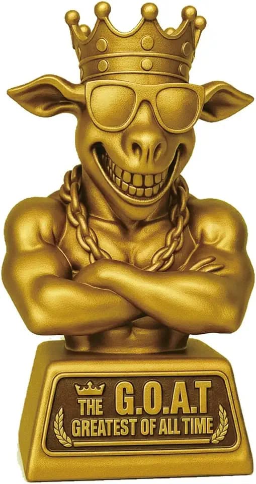 Muscle Goat Trophy – 9" G.O.A.T. with Muscle Resin Award for Fantasy Football, Office Desk, Best Player Trophy