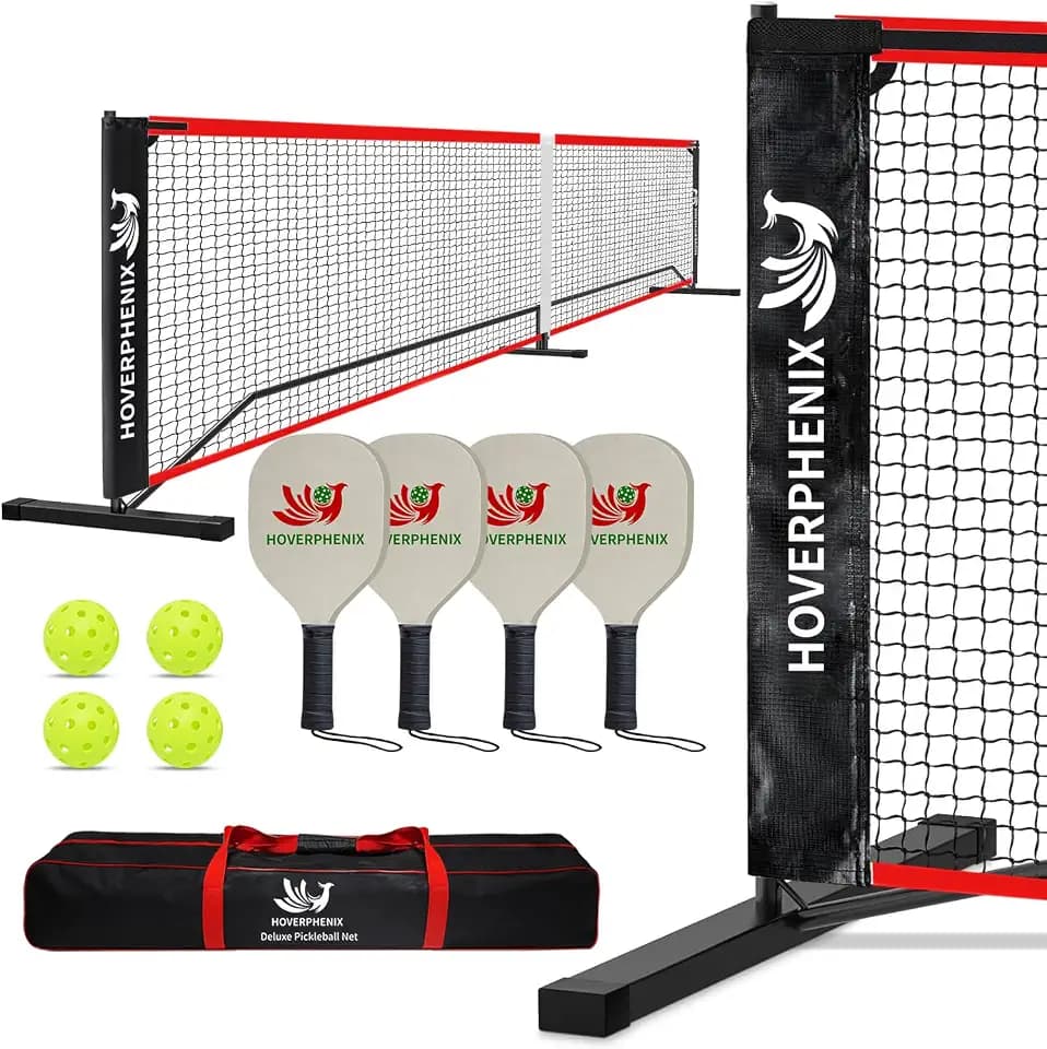 Portable Pickleball Net Set, 22FT Pickle Ball Net with Paddle Set of 4