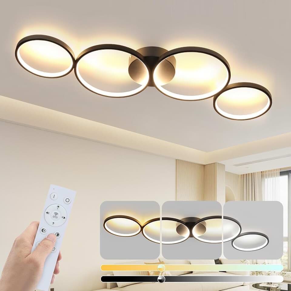 GBLY LED Deckenlampe Wohnzimmer Deckenleuchte 88cm Dimmbar Wohnzimmerlampe