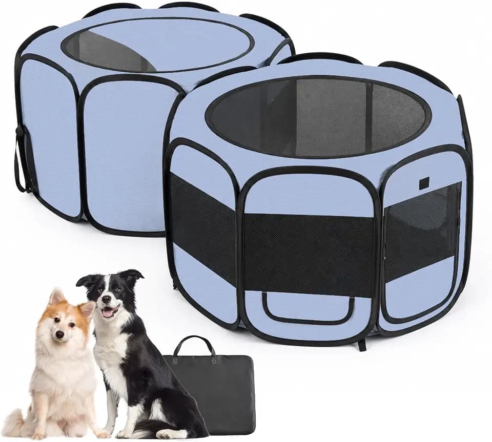 2-in-1 Pop Up Cat Dog Playpen w/Litter Box Area Non-Detachable
