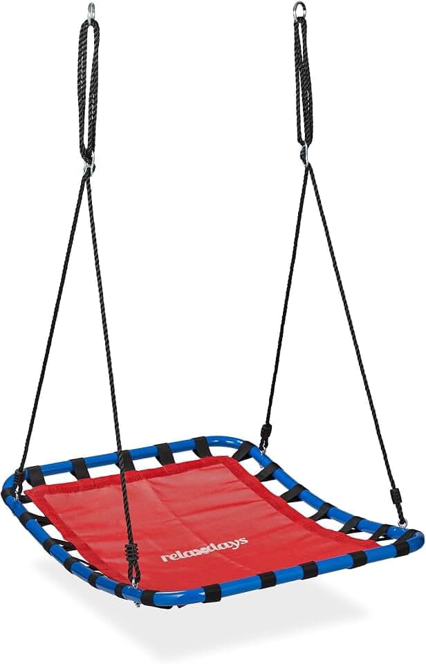 Relaxdays Nestschaukel, Kinder & Erwachsene, bis 100 kg belastbar, rot