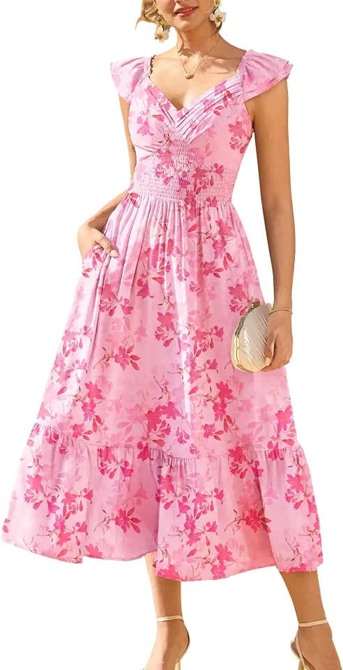 GRACE KARIN Women's Summer Floral Maxi Wedding Guest Dresses