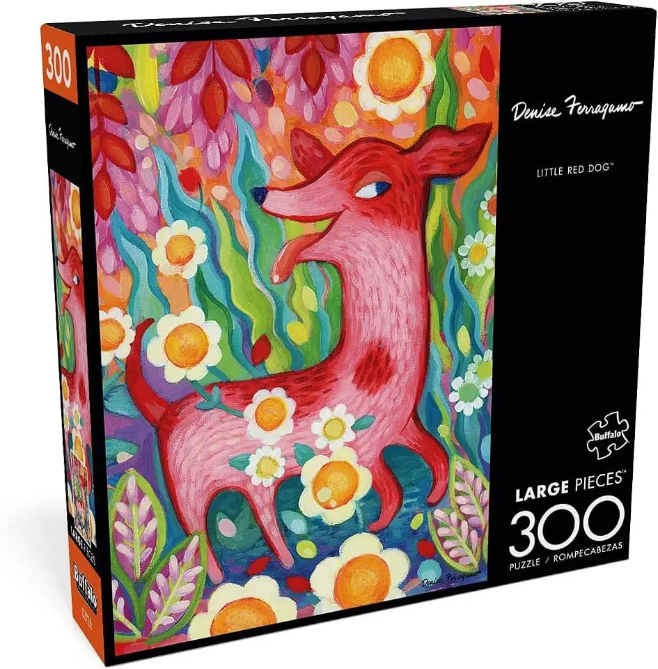 Buffalo Games - Denise Ferragamo - Little Red Dog - 300 Piece Jigsaw Puzzle for Adults -Challenging Puzzle Perfect for Game Nights - Finished Size is 21.25 x 15.00