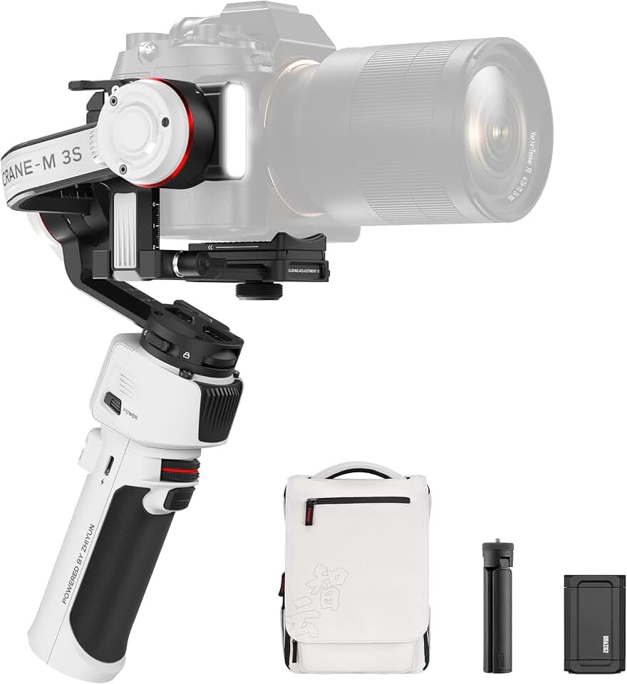 ZHIYUN Crane M3S [Official] Gimbal Kamera Stabilisator für DSLR, 1000Lux Videoleuchte/Bluetooth/Tragbare Tasche/Handy-Clip, Leichtgewicht 3-Achsen Stabilizer für Spiegellose Smartphone/Action Camera