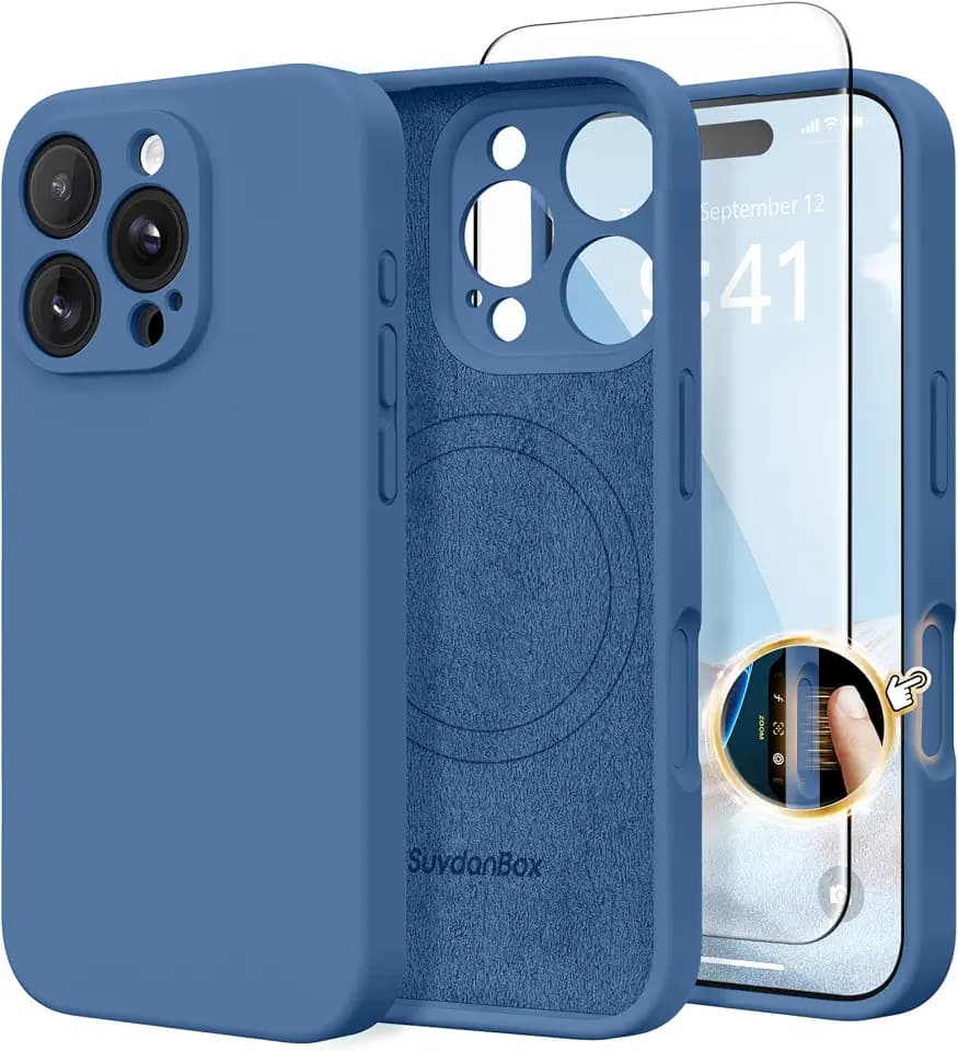 Magnetic for iPhone 16 Pro Max Case Silicone Lake Blue