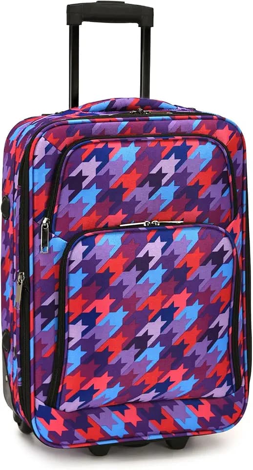 Elite Luggage Softside Printed Carry-on Rolling Luggage, Houndstooth, Carry-on 20-Inch