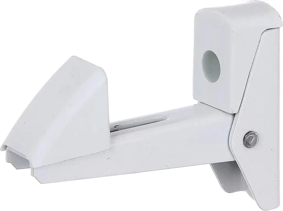 Alberts 307769 Fensterladen- und Tür-Feststeller | selbstschließend | Aluminium, weiß lackiert | Abstand Feststeller - Platte 15 - 50 mm