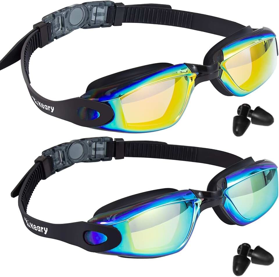 Keary 2 Pack Swim Goggles for Adult Anti-Fog & UV Leak Proof Youth Kids 6+