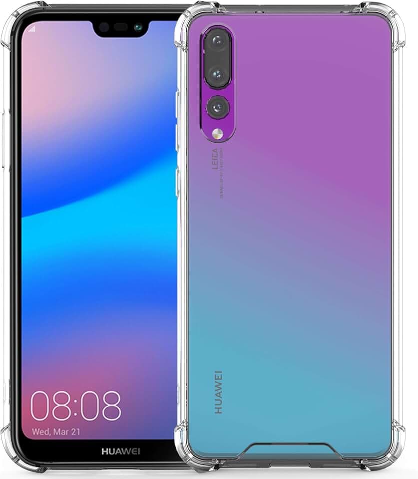 Dome Glass Curved Glass Huawei P20 Pro Case, Reinforced TPU Extra Corner Pad and Scratch Resistant with Improved Grip, Hard Back Cover for Whitestone for Huawei P20 Pro Case - Clear