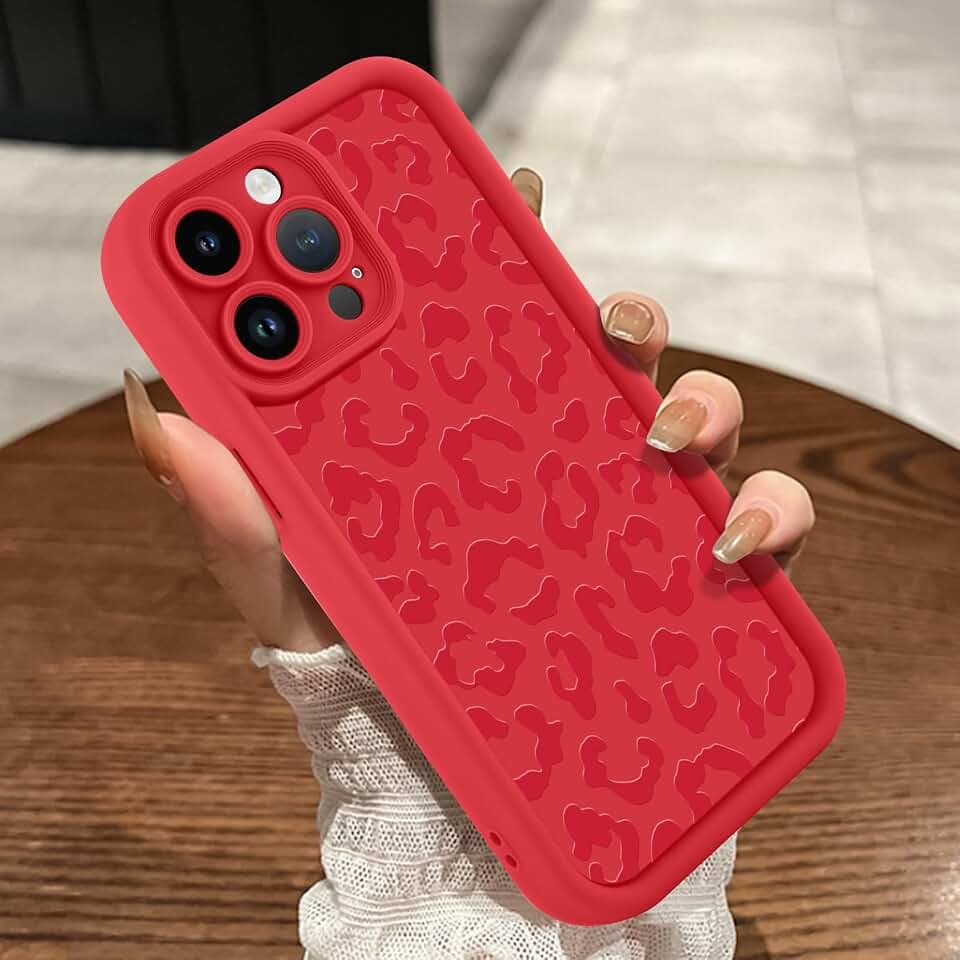 Compatible with iPhone 12 Pro Max Case, Cheetah Print, Red