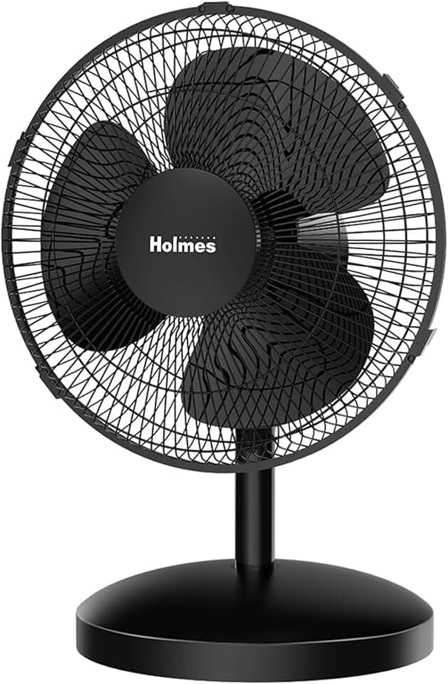 Holmes 12" Oscillating Table Fan 3-Speed Adjustable 15° Tilt Quiet