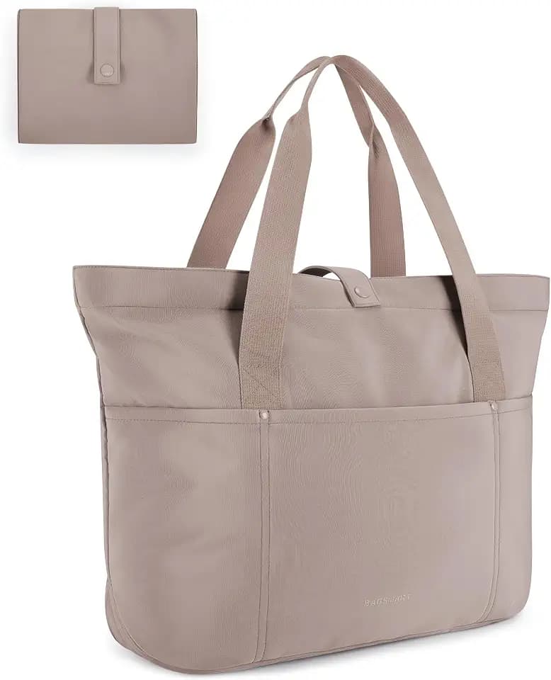 BAGSMART Tote Bag for Women, Foldable Tote Bag With Zipper Travel Shoulder Bag Handbag for Work