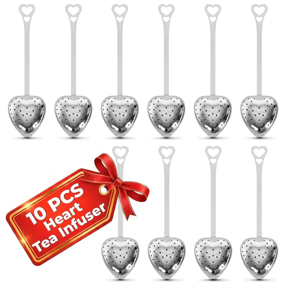 10 Pcs Heart Tea Infuser, 5.52 In, Stainless Steel Steeper