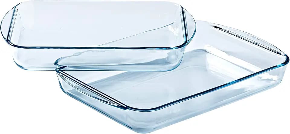 Pyrex® - Essentials Lasagneteller, rechteckig, aus Glas, 35 x 23 cm, 40 x 27 cm, 2 Stück