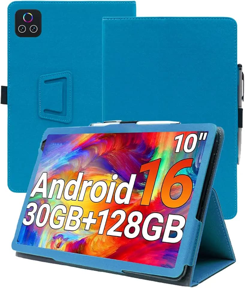Case for UARO X109 10.1"，WUNIAK Premium Leather Business Folio Stand Cover for UARO X109 10.1" with Hand Strap,Light Blue