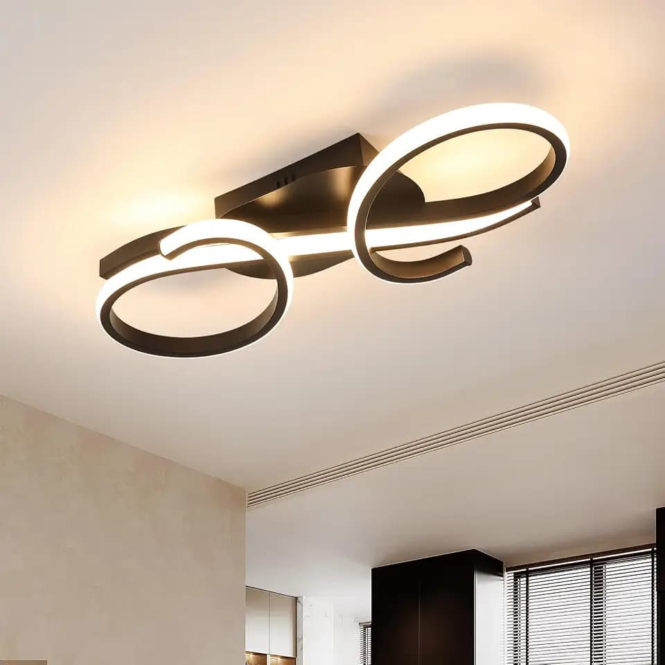 Comely Deckenlampe LED Deckenleuchte, Küchenlampe Schwarz 36W 4000LM 3000K Deckenbeleuchtung für Schlafzimmer Wohnzimmer Badzimmer Flur