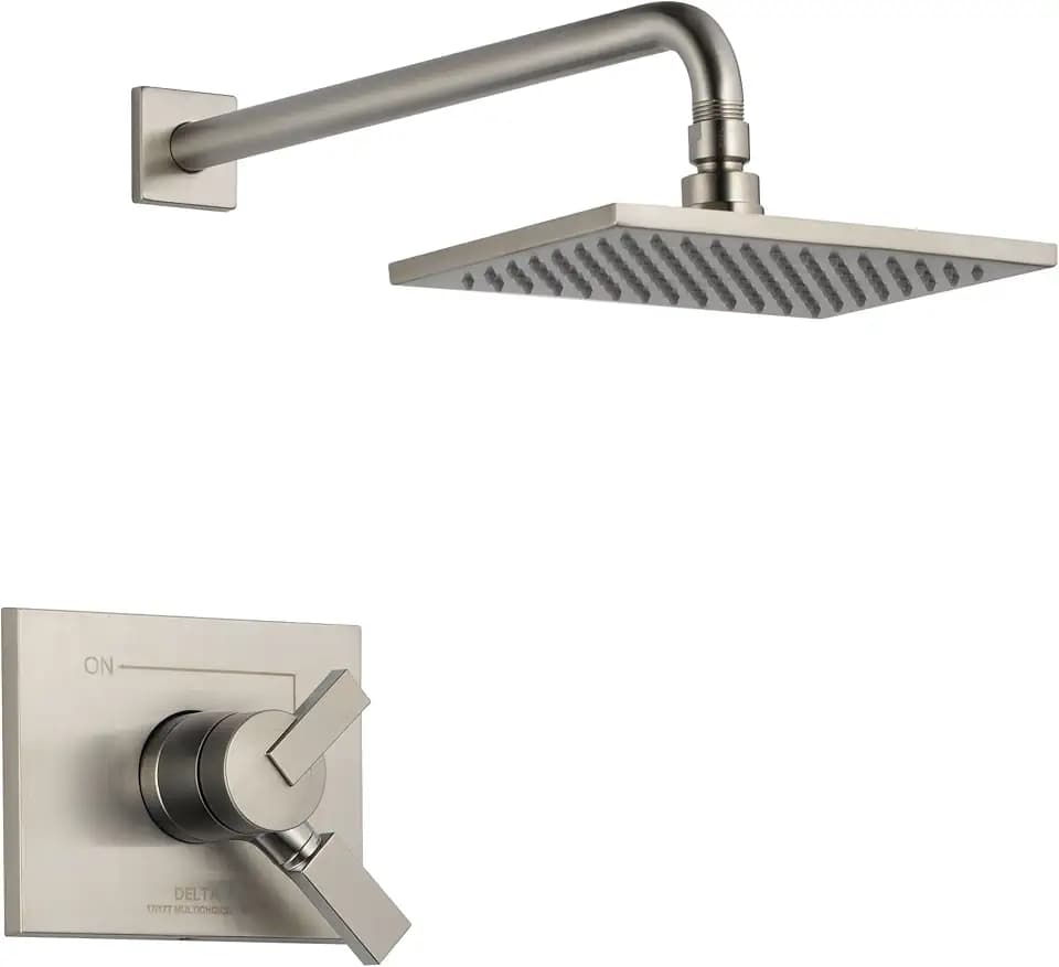 Delta Faucet Vero 17 Series Dual-Function Shower Trim Kit with Single-Spray Touch-Clean Rain Shower Head, Stainless T17253-SS (Valve Not Included)