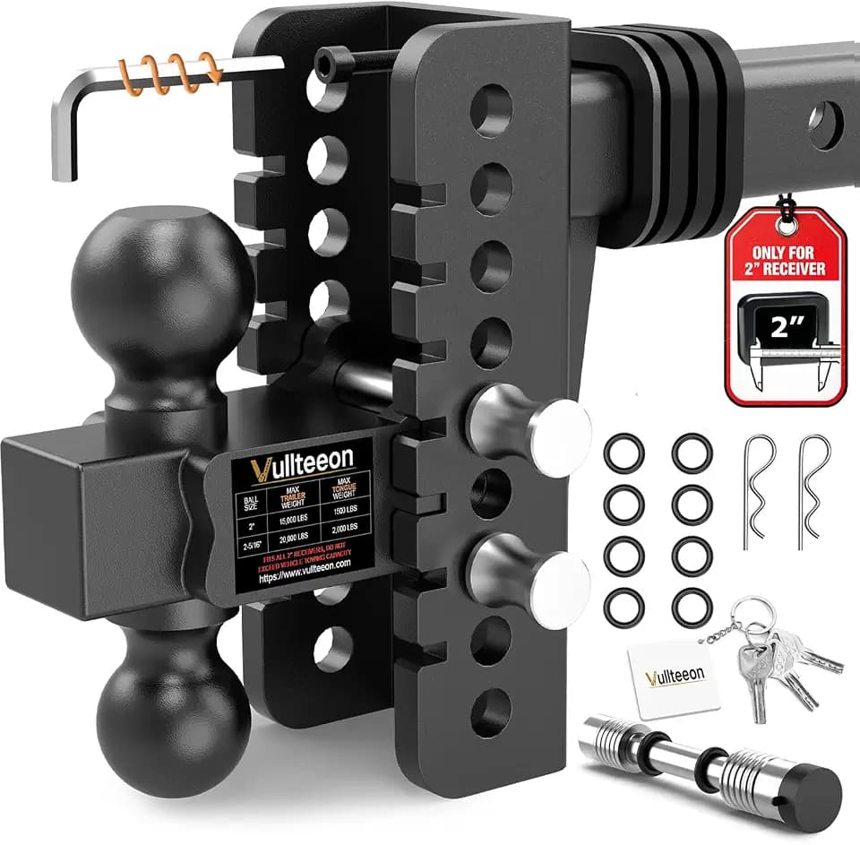 Adjustable Trailer Hitch for 2 Inch Receiver 6 in Rise/Drop Hitch