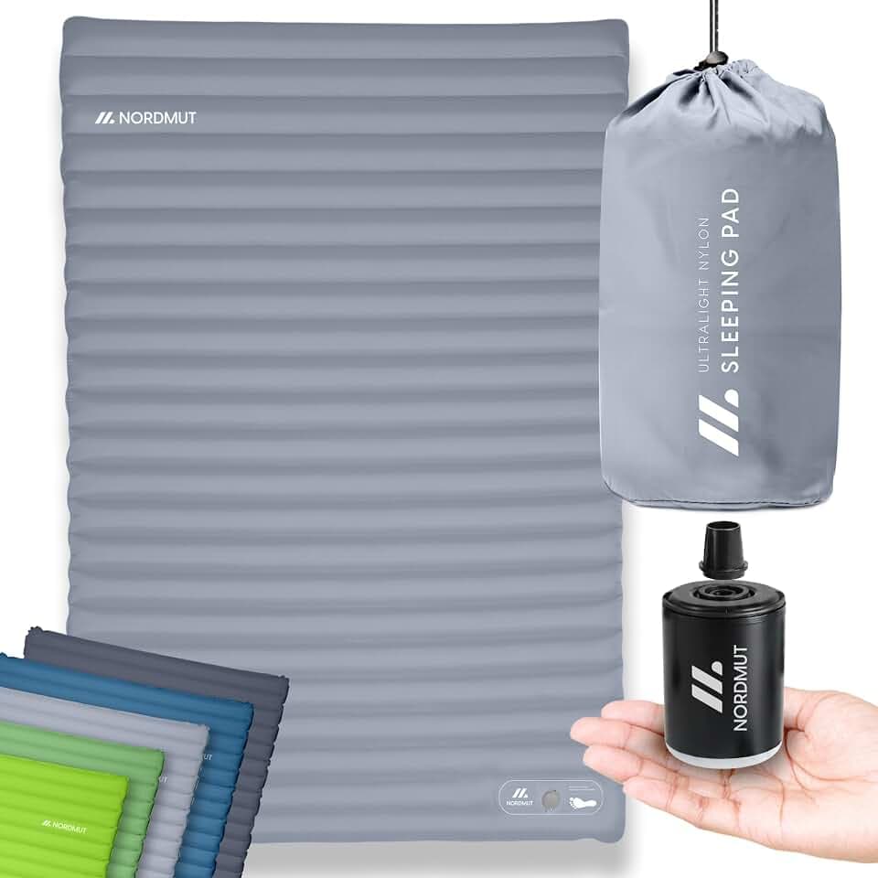 NORDMUT® Isomatte Selbstaufblasend 2 Personen - Outdoor Matratze 10cm Ultra komfortabel - Luftmatratze Selbstaufblasend für kinderleichtes aufpumpen - Wetterbeständige Camping Matratze