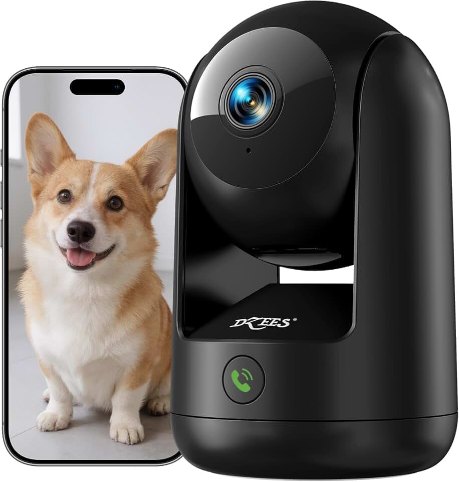 Dzees 2K Indoor Security Camera, 360° WiFi Pet Dog Camera, Nanny Cam