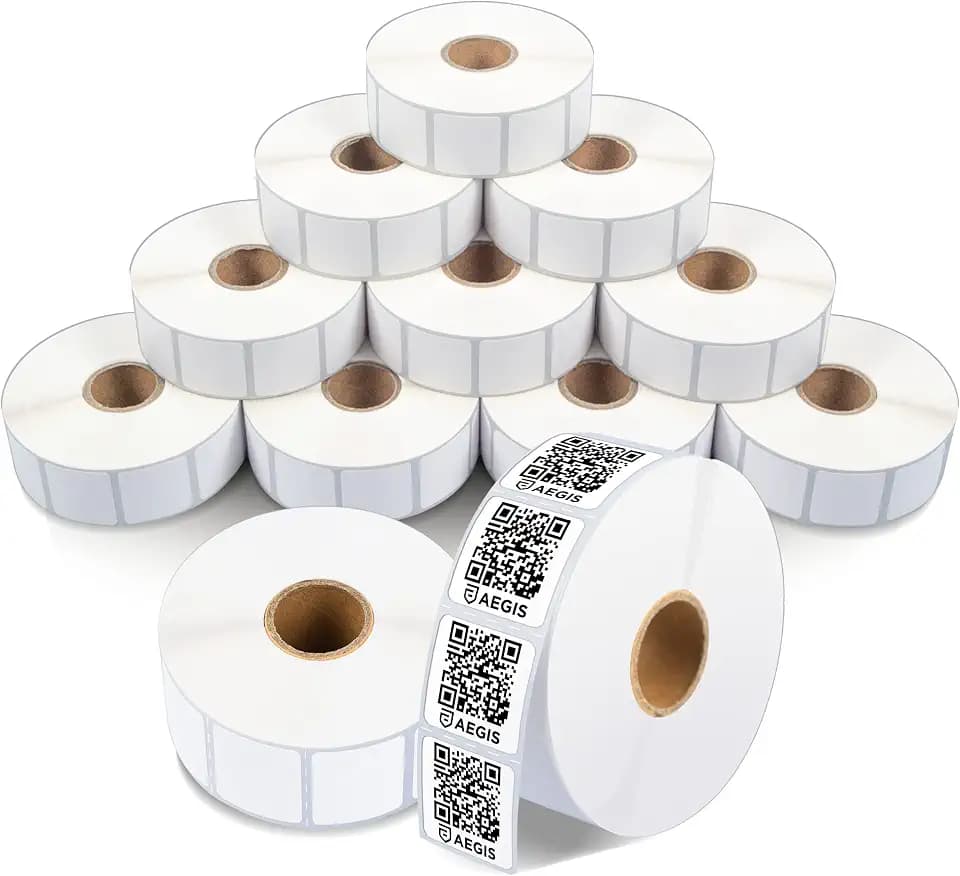 1" X 1" Square Direct Thermal Labels (16500 Count, 12 Rolls)
