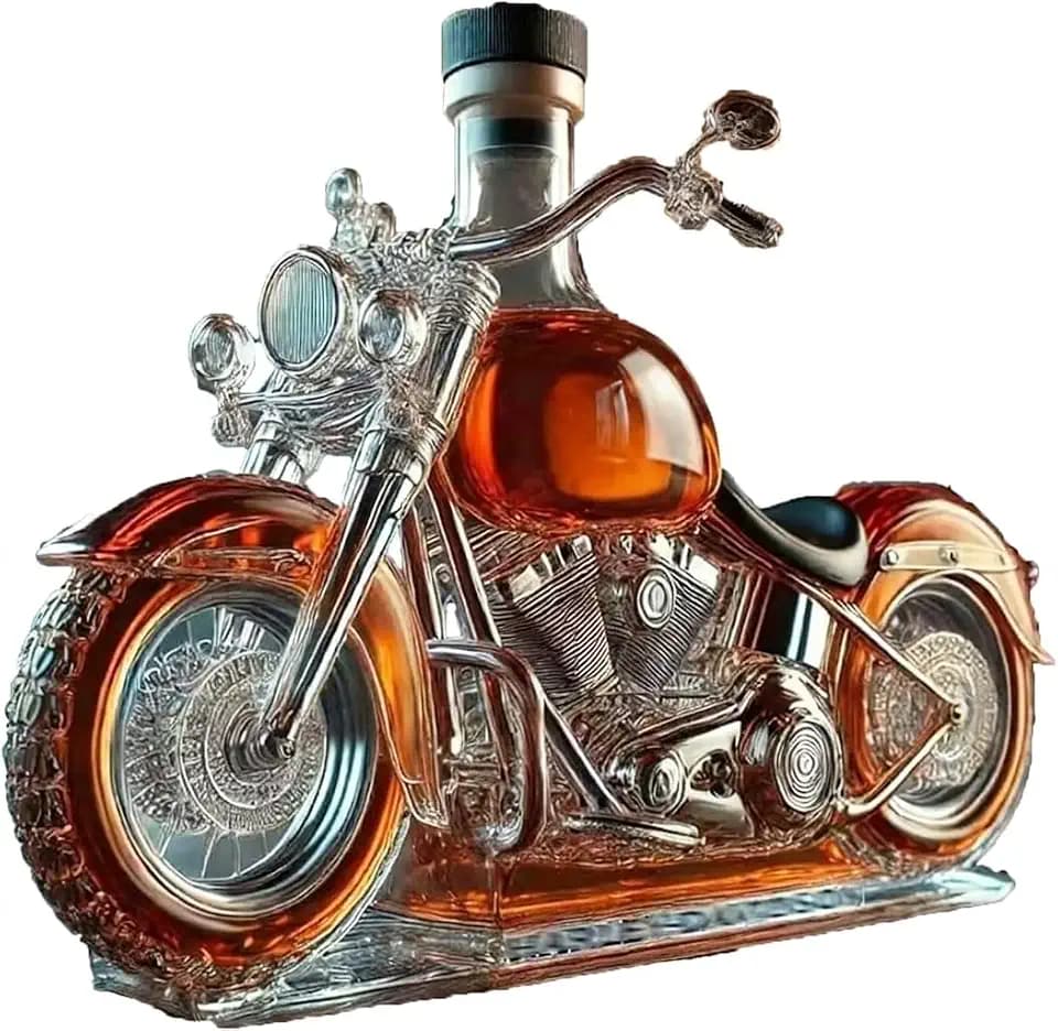 HoldOneLight 300 ml 3D-Motorrad-Whiskey-Dekanter – mundgeblasene Glasstatue | Neuheit Spirituosen-Aufbewahrungsflasche für Zuhause, Bar, Dekoration, einzigartiges Geschenk für Motorrad-Liebhaber und
