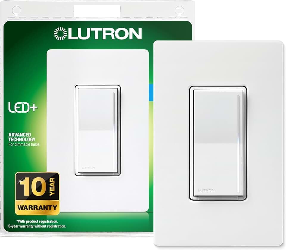 Lutron Sunnata LED+ Dimmer & Wallplate, Touch Dimmer, Single Pole/3-way