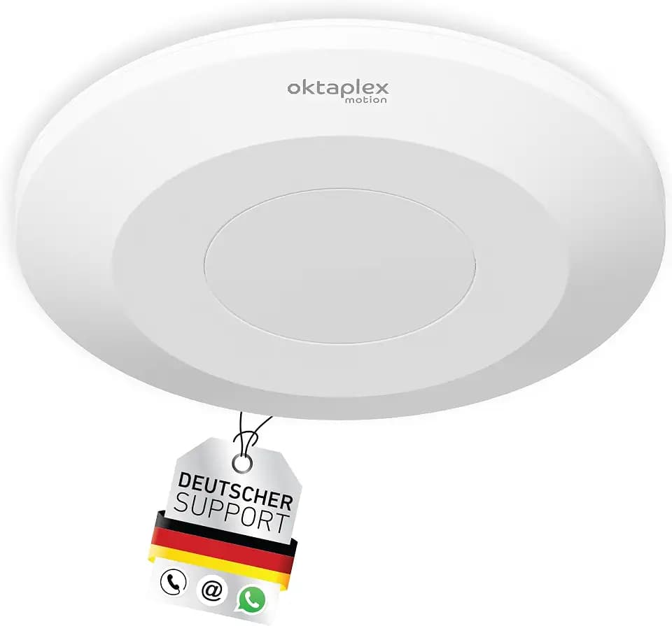 Oktaplex Isa 24 GHz Präsenzmelder Decke Weiß | Ultraflach 22mm - 360 Grad Radar Sensor zur Anwesenheitserkennung HF Bewegungsmelder Aufputz