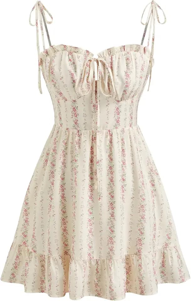 CIDER Floral Dress for Women Summer Mini Sundresses Spaghetti Strap Cute Vacation Dresses Boho Casual Outfits