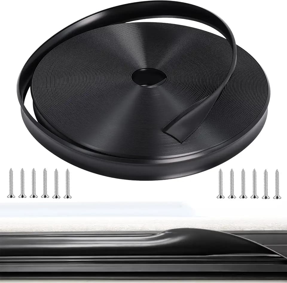 Podoy 3/4" RV Vinyl Trim Molding Insert 100FT Black Screw Cover with Screws
