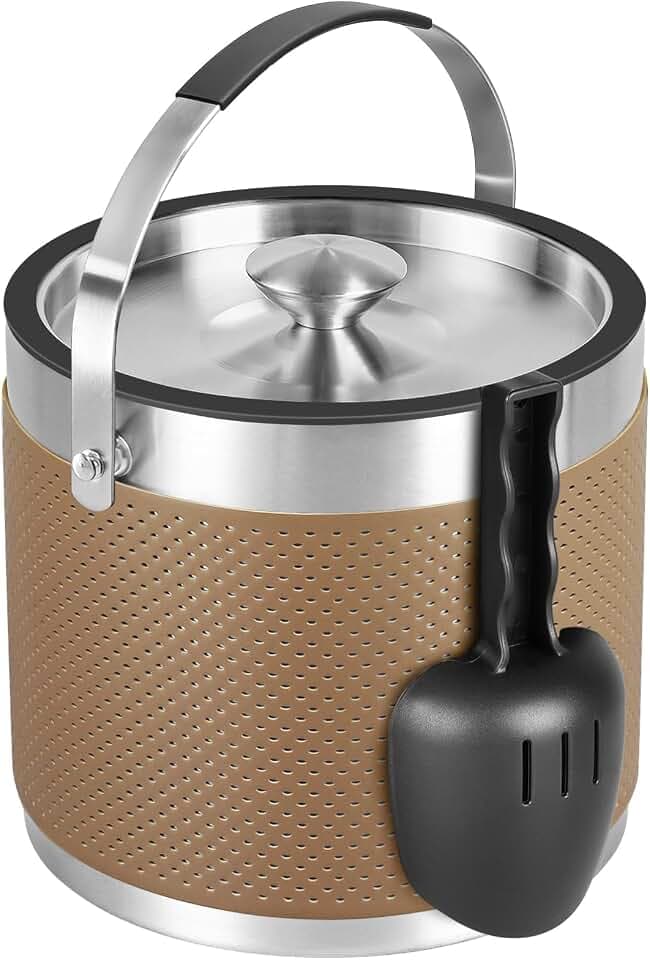 3.2L Eiswürfelbehälter mit Deckel und Schaufel, Edelstahl Eiskübel