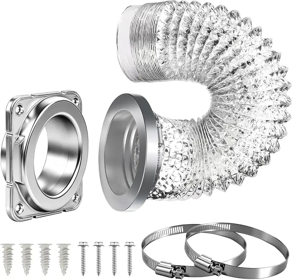 DVC-180 Magnetic Dryer Vent Connector Kit - 4 Inch Quick Connect Dryer Hose Coupling with 3.3ft Flexible Duct & 2 Clamps - Strong Self-Aligning Airtight Seal for Easy Cleaning & Tight Spaces