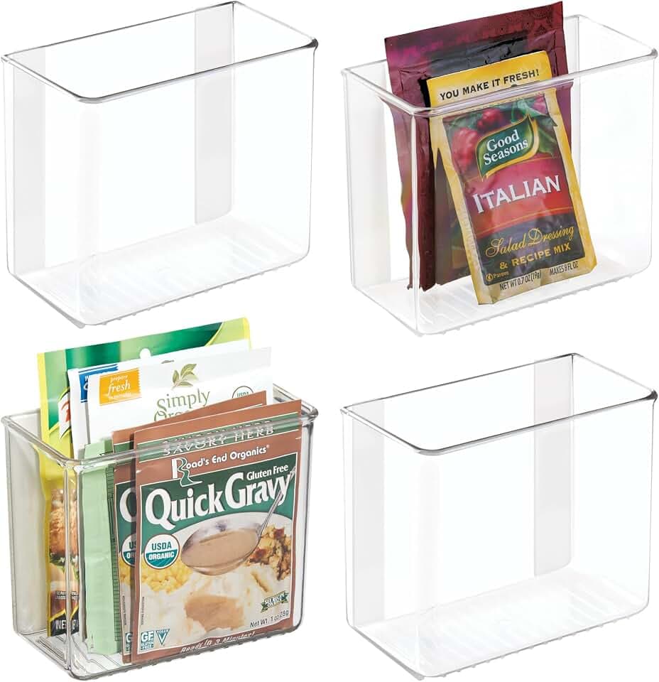 iDesign Adhesive Organizer Bin, Set of 4, Clear