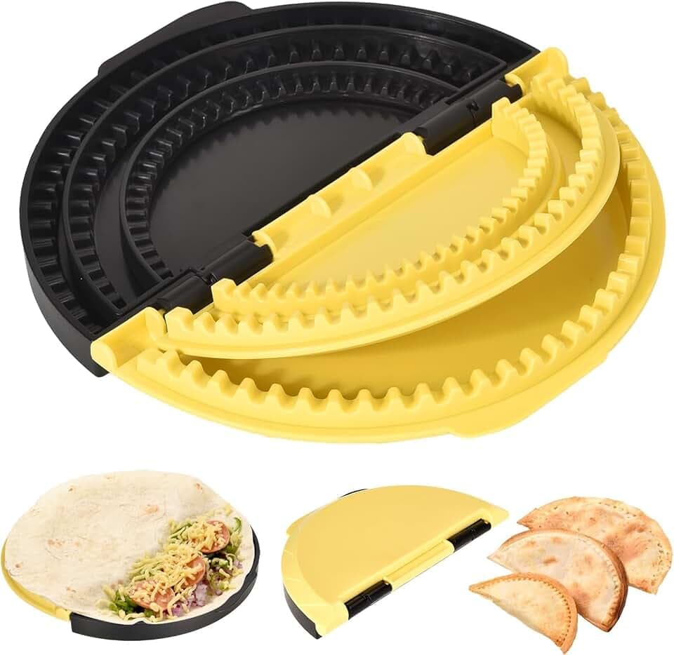 3-in-1 Tortilla Press Set (10+8+6)" – Heavy Duty Non-Stick Tortilla Maker & Roti Press for Homemade Tortillas, Dumplings & Flatbreads (Yellow & Black)