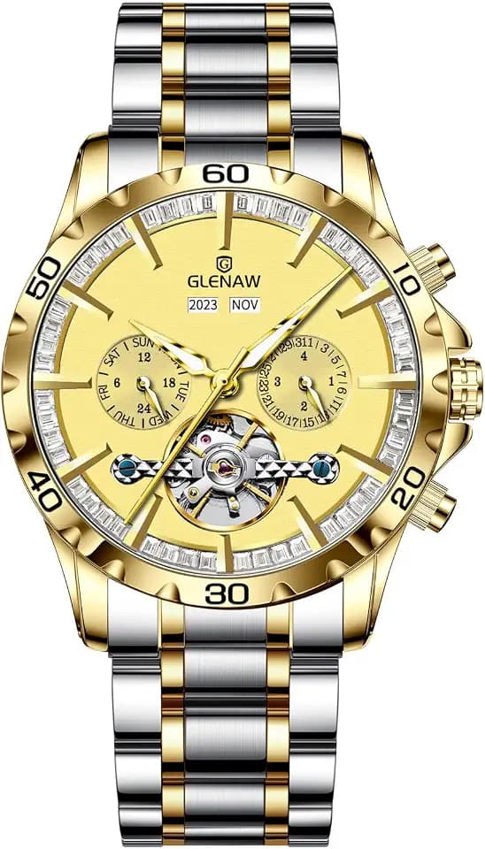 Automatic Mechanical Watch Skeleton Stainless 30M Waterproof Watches Diamond Dial Business Casual Fashion