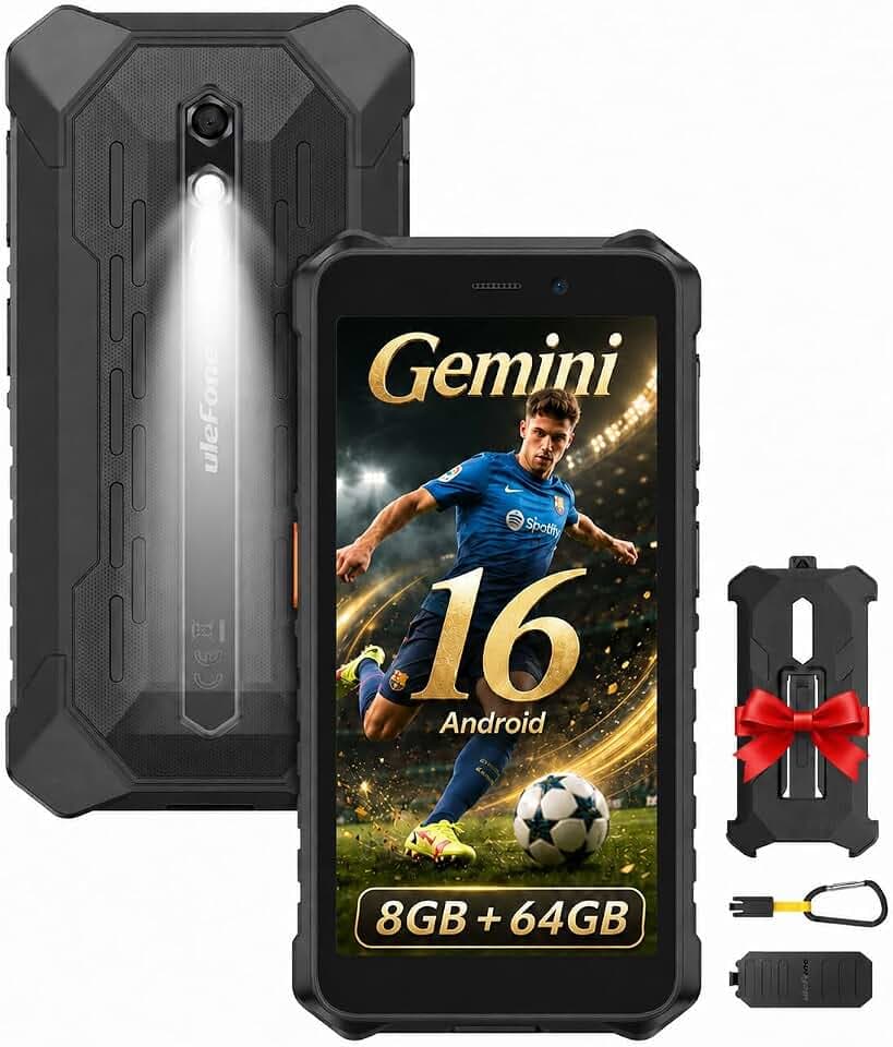 Ulefone Rugking 2 Pro Outdoor Handy Android 16, 8GB+64GB/2TB TF Outdoor Smartphone Ohne Vertrag Octa-Core, 5,45" Corning Glas mit Taschenlampe 4550mAh Baustellenhandy, 13MP/4G Dual SIM/Face ID/NFC