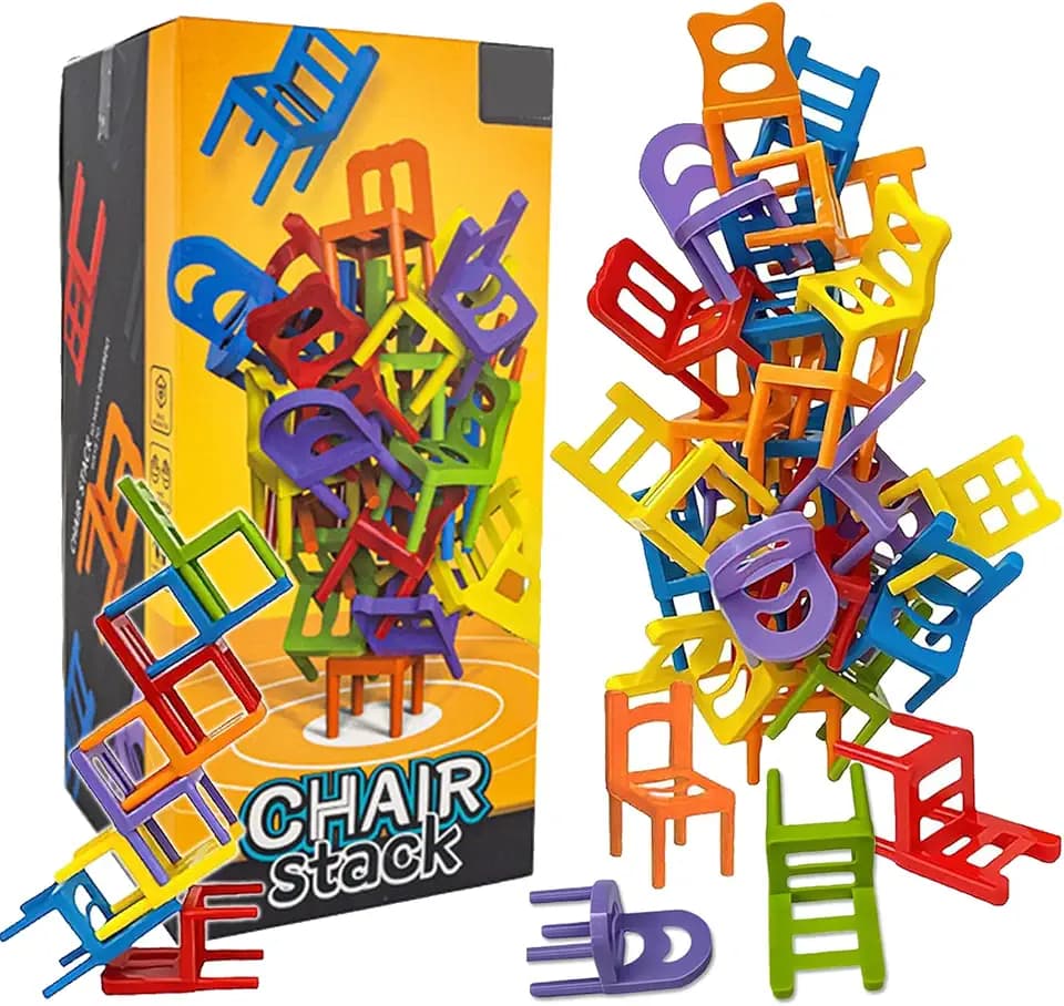 Eymobad 42 PCS Stapelstuhlspiel, Mini Stuhl Balance Blöcke Spielzeug Stapelspiel, Stapelstühle Stapelturm Spiel, Kinder Balance Stacking Spiel, Stuhl Stapeln Spie Für Partys Mit Mehreren Spielern
