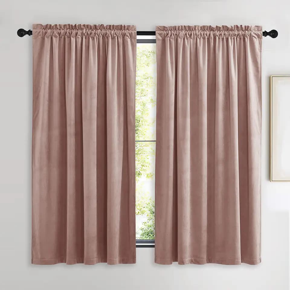 NICETOWN Dusty Pink Velvet Curtain & Drapes for Dorm 63 inch Long
