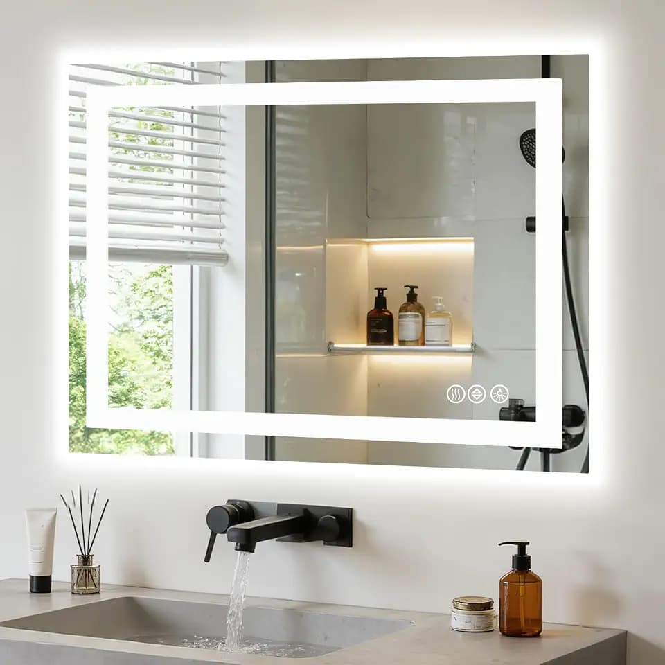 NEWBULIG 28"x36" LED Bathroom Mirror with Lights, Anti-Fog