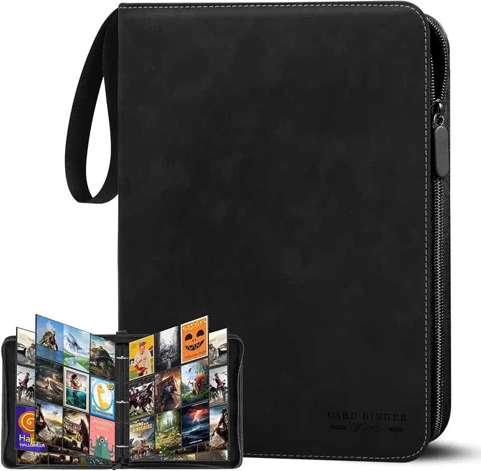 Sammelkarten Album,9 Fächer 30 Seiten bis zu 540 Karten Sammelalbum Binder,Karten Heft für Spielkarten, Sportkarten, Yu-Gi-Oh, MTG Cards- Schwarz